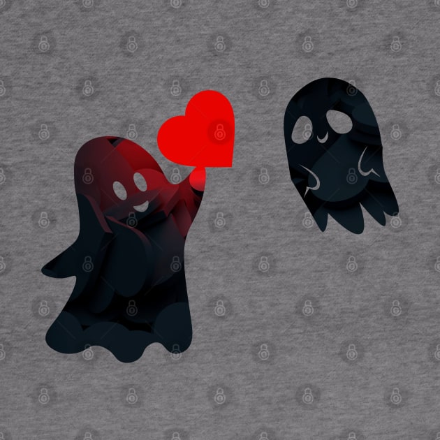 Extremely Cute Ghosts Love Heart - Funny by Celestial Mystery